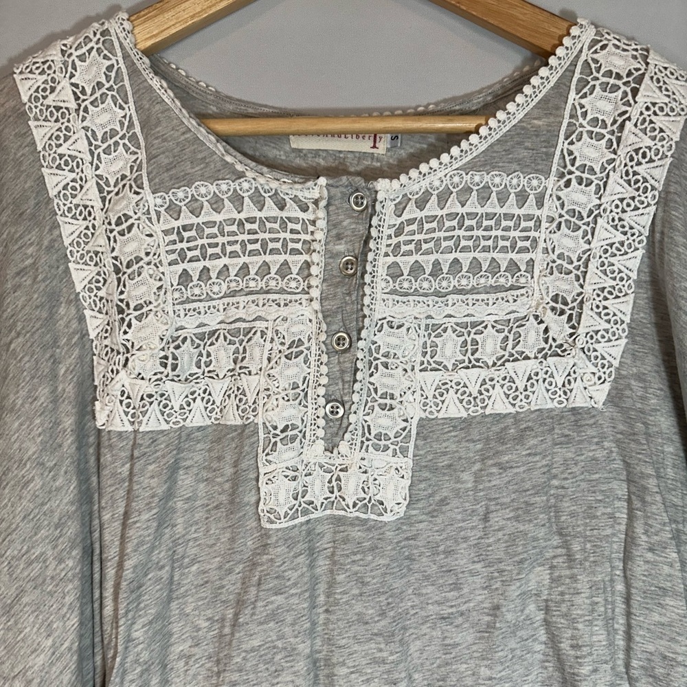 Johnny Was 4 Love and Liberty Womens Size S Tunic Top Blouse Boho Trim Lace - Picture 6 of 12